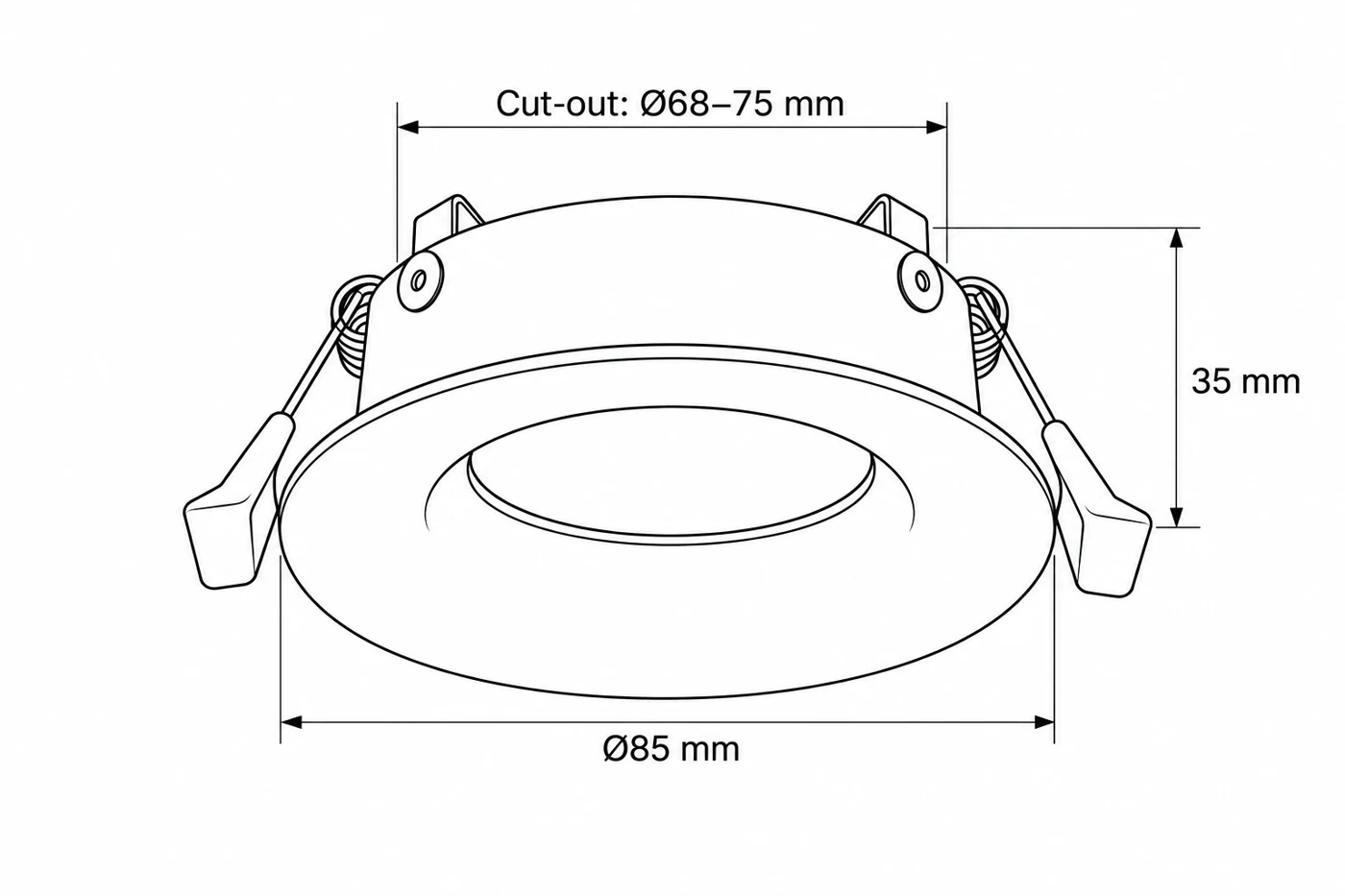 HS-RCL65-GU10-R1 dimension drawing