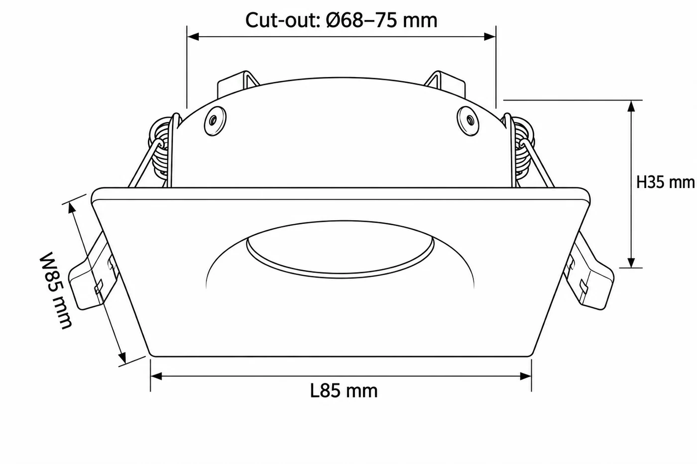 HS-RCL65-GU10-S1 dimension drawing