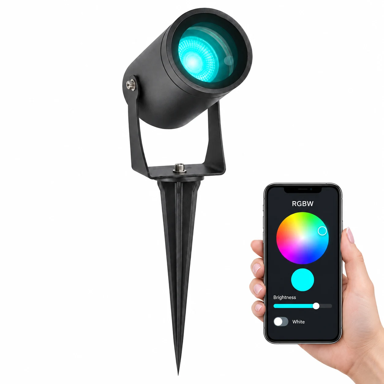 HS-SPL65-GU10A1 — RGBW effect with an optional compatible smart GU10 lamp