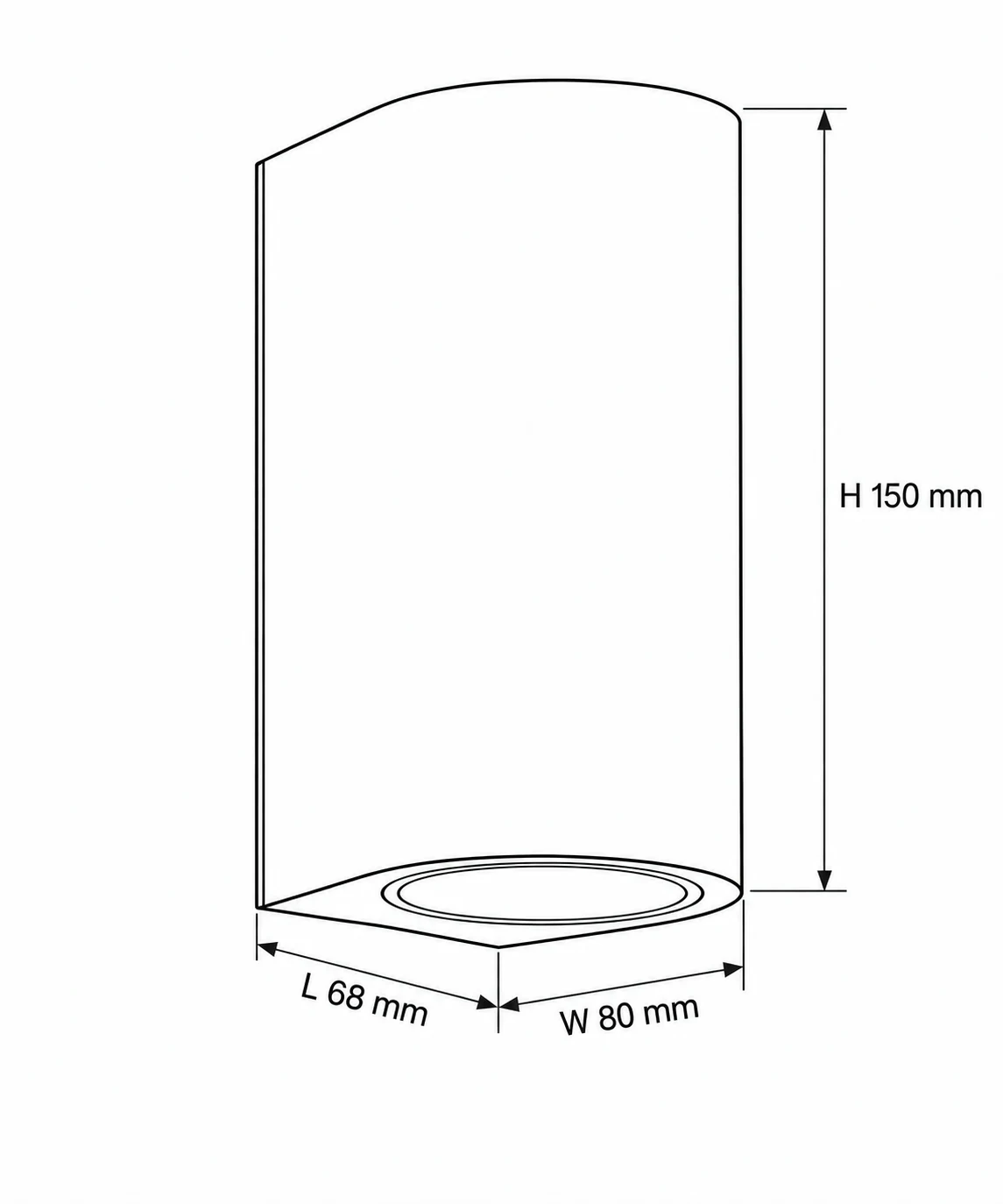 HS-WL65-2GU10-R1 dimension drawing