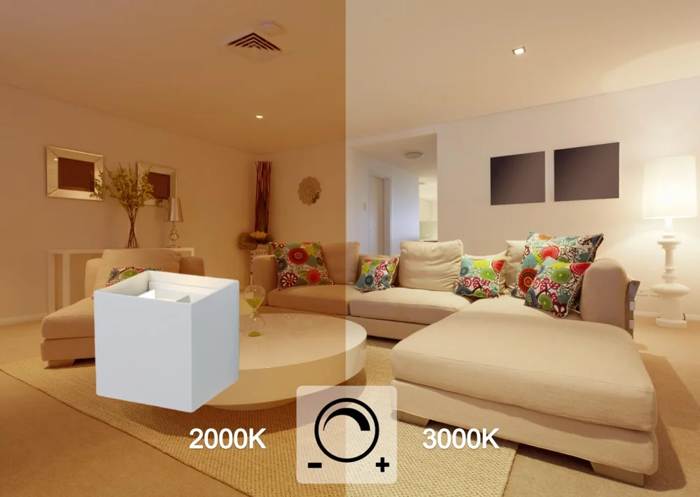 Dim to Warm living-room comparison: 2000K and 3000K
