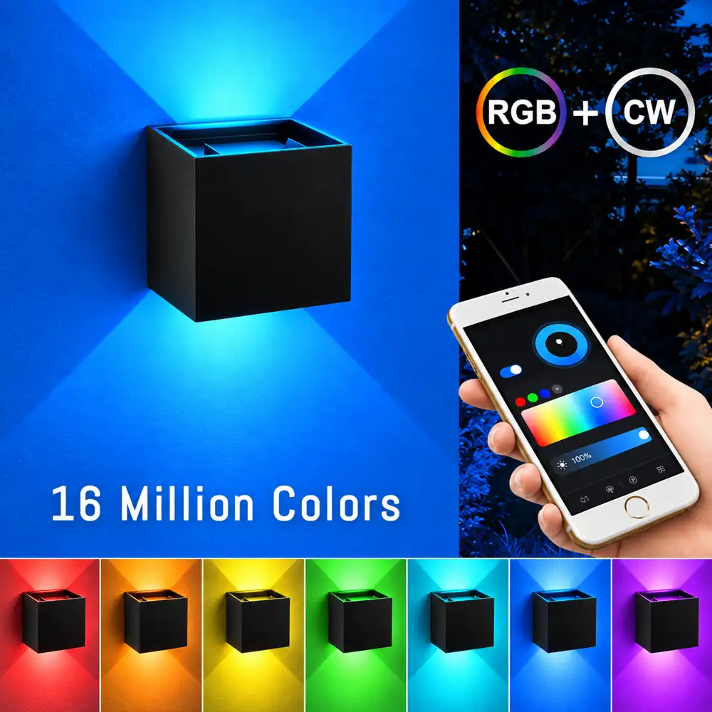 RGBW colour scenes and app-based colour selection.